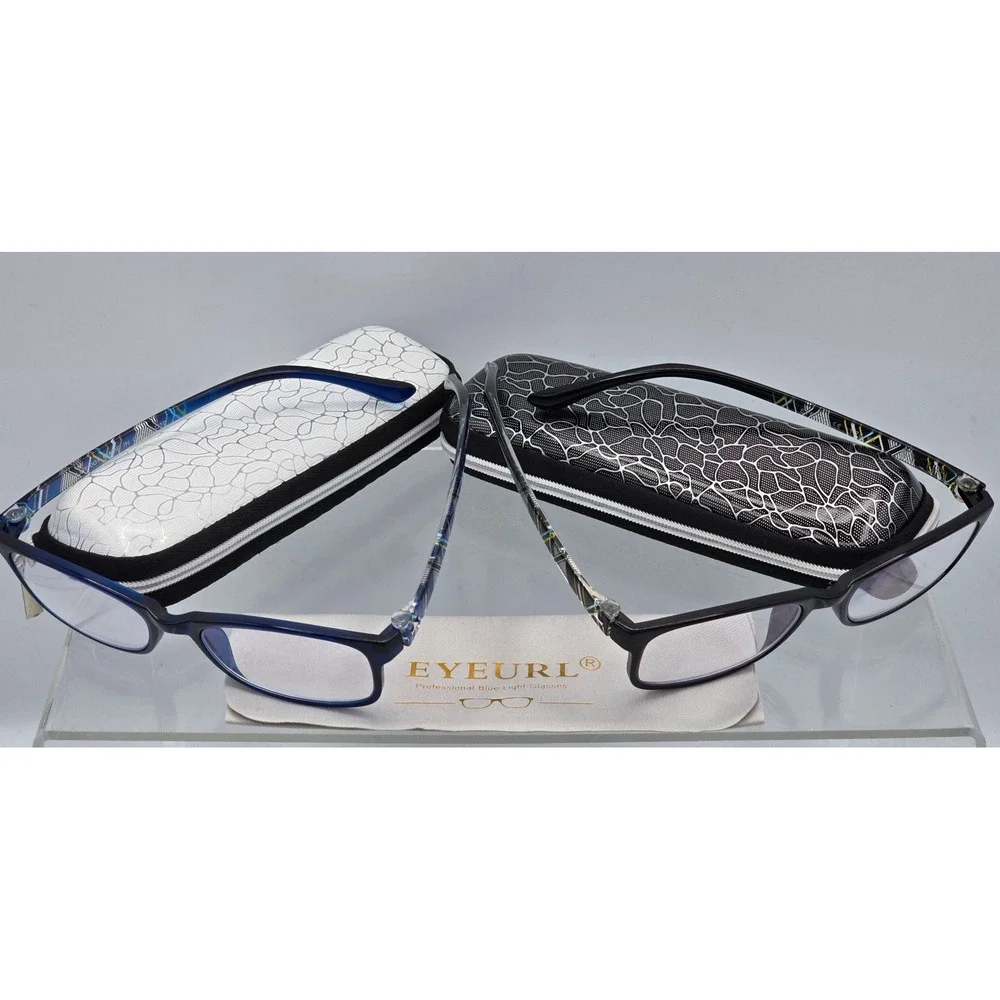 Eyeurl Reading Glasses Unisex +1.75 Black Blue Blue Light Blocking 2Pk-Excellent